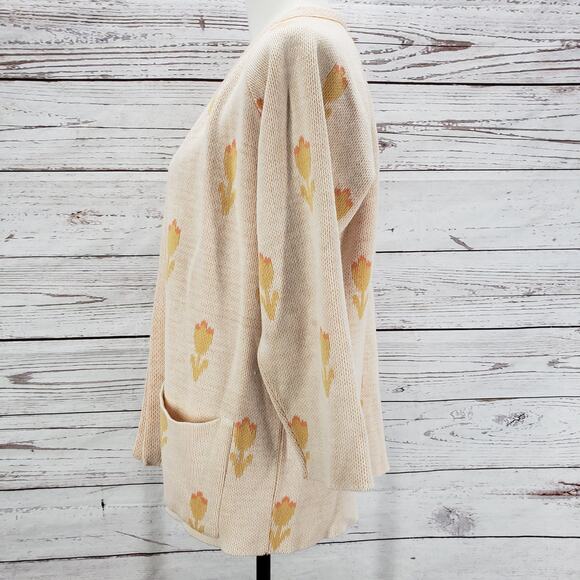 RosaLee Originals California Floral Knit Open Sweater Cardigan Size Medium - Picture 3 of 13